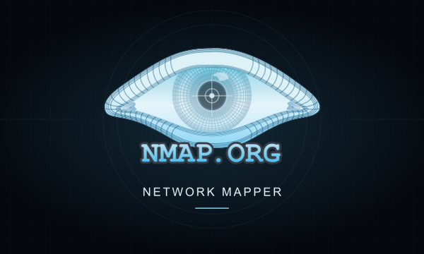 شعار Nmap الرسمي على خلفية داكنة بتصميم غلاف لمقالات فحص الشبكات